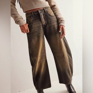 We The Free Good Luck Barrel BlackTan distressed Jeans